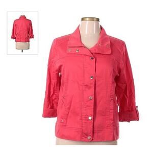 Chicos Pink Jacket Size Medium Pink Snap Front Unlined Bright Cute